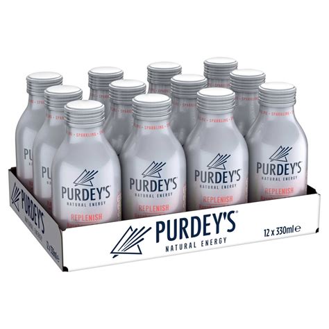 Purdeys Natural Energy Replenish Sparkling Raspberry And Rose Bottles 12