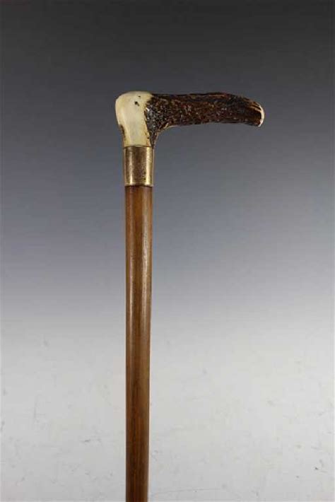 Lyon Maker Carved Stag Horn Handle Walking Stick