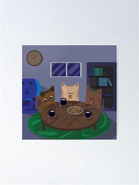 Póster Gatos Graciosos Comiendo Galletas Y Bebiendo Leche De 4said