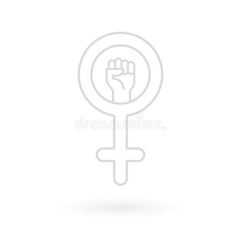 Feminism Icon Female Gender Symbol With Raised Fist Flat And Minimal