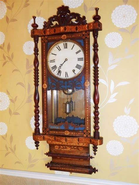 Antiques Atlas Parquetry Inlaid Walnut And Mahogany Wall Clock