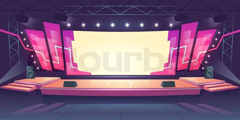 Concert Stage With Screen And Spotlights Stock Vector Colourbox