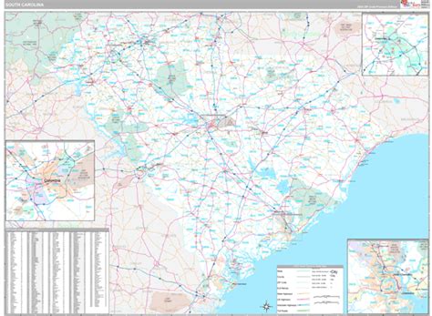 South Carolina Wall Map Premium Style By Marketmaps Mapsales