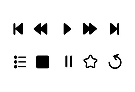 Media Player Icons Set Music Interface Design Media Player Buttons