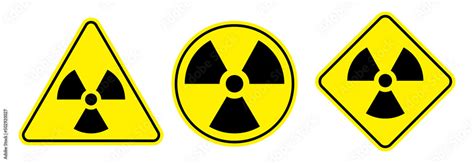 Radioactive Warning Signs Vector Set Triangle Circle And Rectangle