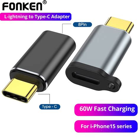 Fonken Type C Phone Charging Adapter Pin Female To Type C Male Converter Fast Charge Connector