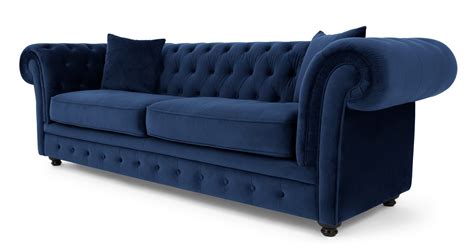 Branagh 3 Seater Chesterfield Sofa Electric Blue Velvet Blue