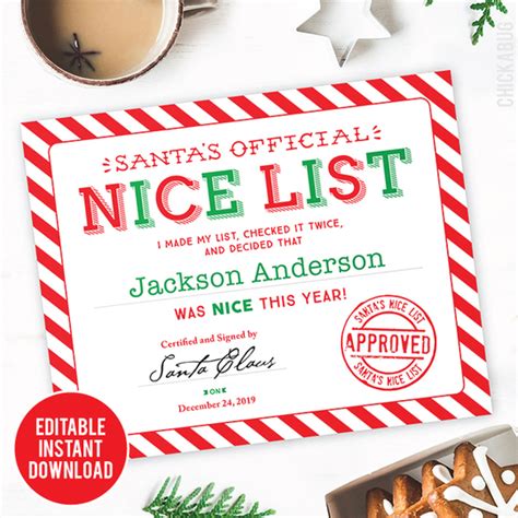 With this christmas printable and matching christmas gift card, you can put friends and relatives (of all ages!) on the top of santa's nice list! Santa's Nice List Certificate