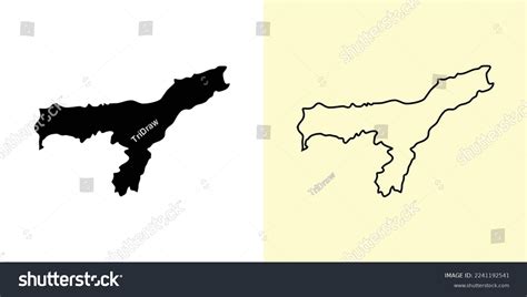 Assam Map India Asia Filled And Outline Map Royalty Free Stock