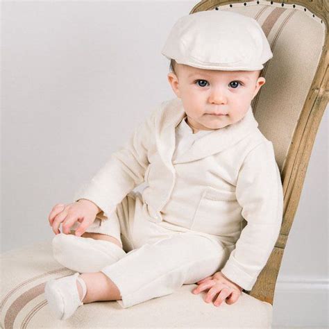 Miles Natural Terry 3 Piece Suit Boys Baptism And Christening Ropa