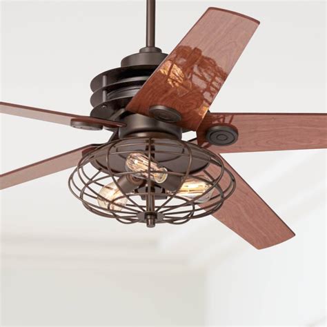60 Industrial Rustic Ceiling Fan With Light Led Remote Bronze Kitchen