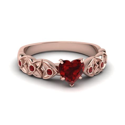Simon west designs rose gold engagement rings that celebrate the beauty of their romantic, warm colour. Ruby Heart Flower Engagement Ring In 14K Rose Gold | Fascinating Diamonds