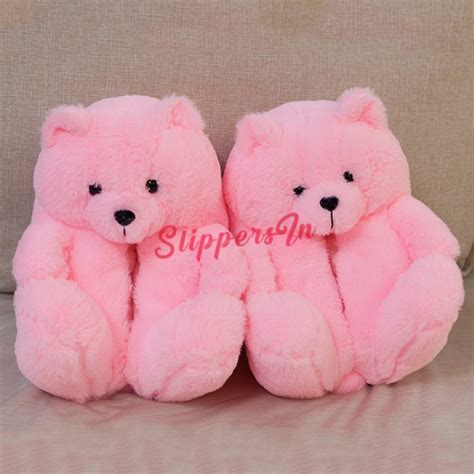 Cute Teddy Bear Slippers Womens Warm Plush Indoor House Shoes