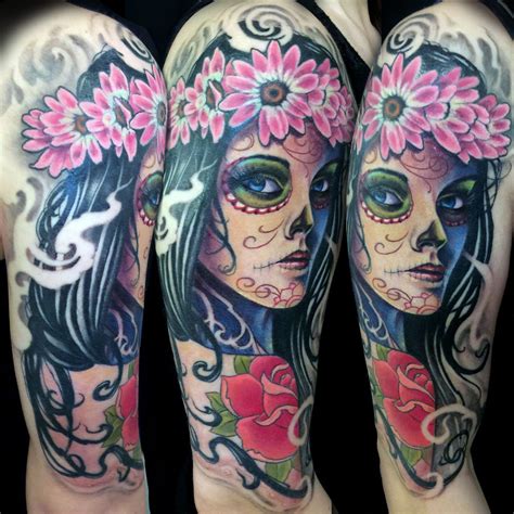 Arm Catrinaday Of The Dead Flowers Girl Head Realisticrealism Woman