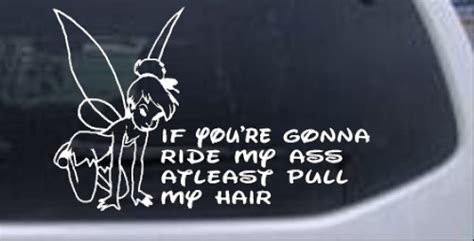 Funny Tinkerbell Ride A Pull My Hair Car Truck Window Decal Sticker Ebay