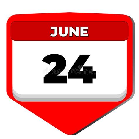 24 June Vector Icon Calendar Day 24 Date Of June Twenty Fourth Day Of