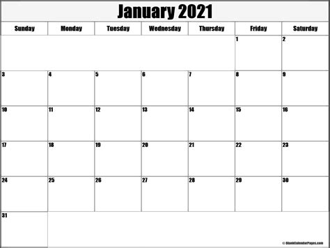 Free printable january 2021 calendar templates with american holidays in pdf, jpg formats. January 2021 blank calendar collection.