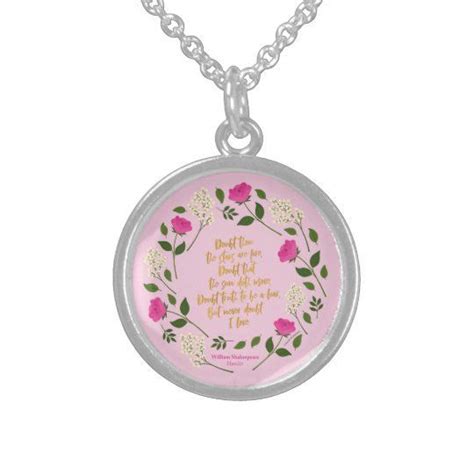 Pink Purple Floral William Shakespeare Never Doubt Sterling Silver
