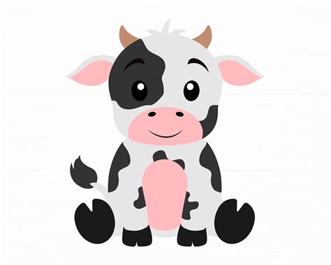 Cow Svg Baby Cow Svg Cow Clipart Cute Cartoon Cow Great For Nursery