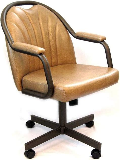 Casual Rolling Caster Dining Chair With Upholstered Arms