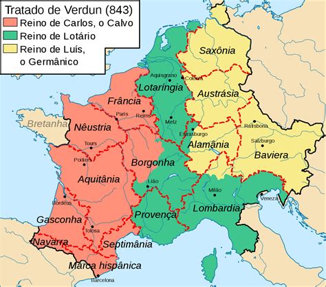843 Treaty Of Verdun Histoire Médiévale Empire De Charlemagne France