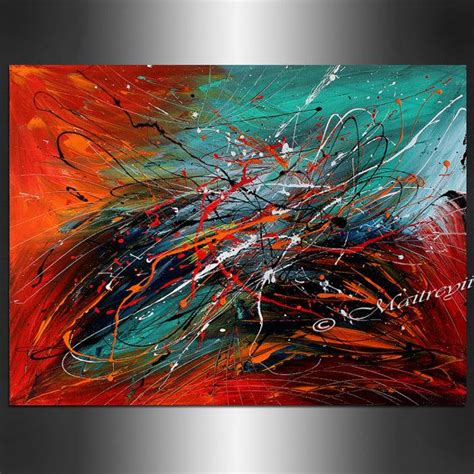 Abstract Art Large Artwork Red Teal Turquoise Contemporary