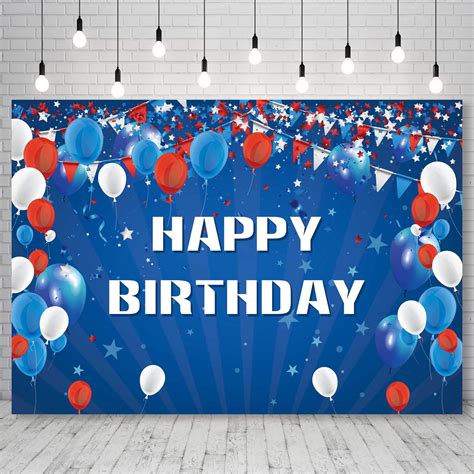 Buy Giumsi 7x5ft Polyester Happy Birthday Backdrop Blue White And Red
