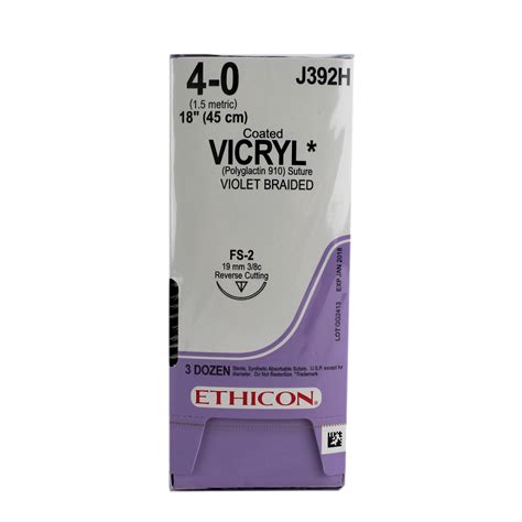 Ethicon Vicryl Polyglactin 910 Braided 4 0 Absorbable Fs 2 Violet