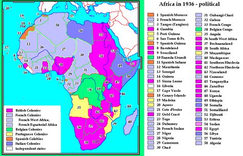 The rest of africa was divided into colonies controlled by the european nations of belgium, france, germany, italy, portugal, spain, and the united kingdom. WHKMLA : Historical Atlas, Africa Page