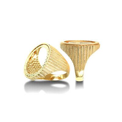 Ct Yellow Gold Hallmarked Full Sovereign Ring Mount With Ribbed Sides