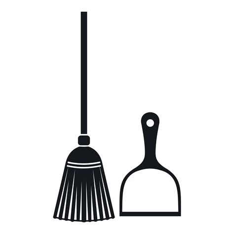 Broom And Dustpan Icon Simple Style 15100400 Vector Art At Vecteezy