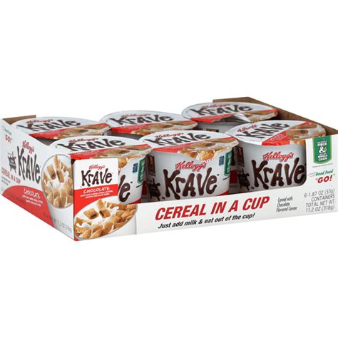 Kellogg’s Krave Breakfast Cereal In A Cup Chocolate Single Serve 1 87 Oz Cups 6 Count
