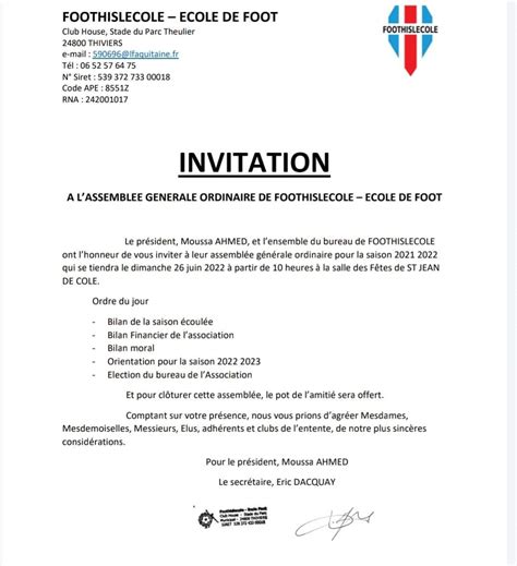 Actualit Invitation Assemblee Generale Foothislecole Club Football