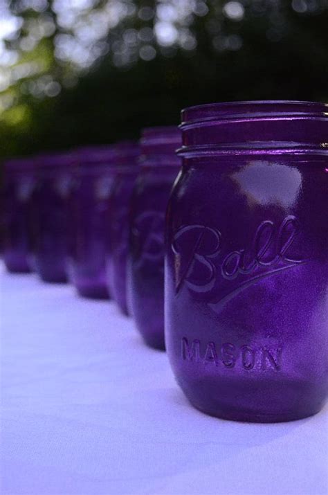 Purple Mason Jars Made These For A Wrk Party Look Awesome Purple Haze Shades Of Purple