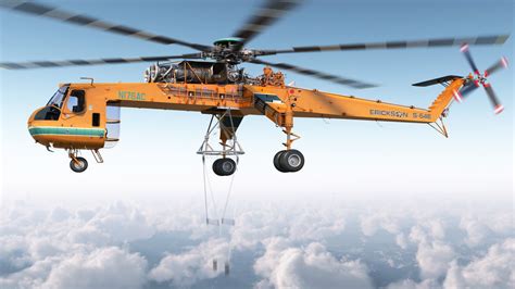 Helicóptero De Carga Pesada Sikorsky S 64 Skycrane Naranja Modelo 3d