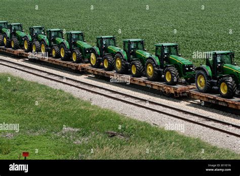John Deere Tractors Delivered By Rail Near Factory In Waterloo Iowa