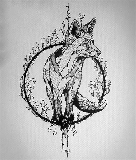 Awesome Abstract Fox Tattoo Design Style Abstract Color Black Tags
