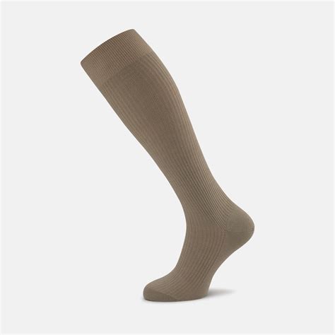 Light Khaki Long Merino Wool Socks Turnbull And Asser