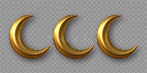 3d Golden Reflective Crescent Moons Stock Vector Illustration Of