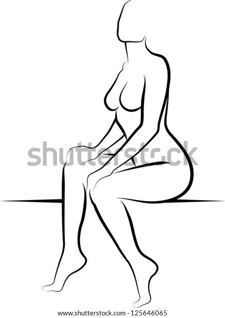 Nude Woman Sitting Vector Illustration Stock Vector Royalty Free