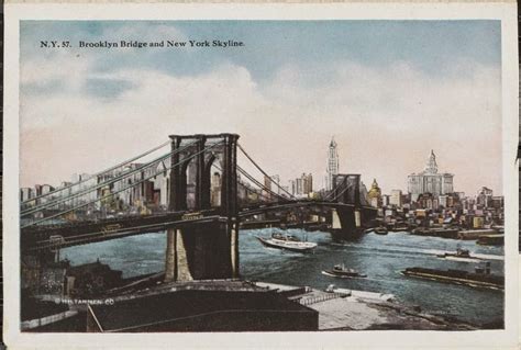 New York History Geschichte Woolworth Building And Brooklyn Bridge