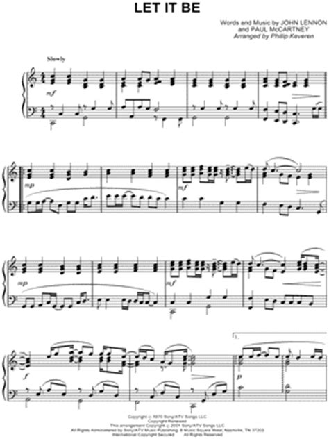 (a e a) right hand: Let It Be The Beatles Piano Sheet Music