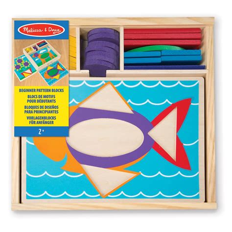 Melissa And Doug Beginner Wooden Pattern Blocks Educational Toy With 5