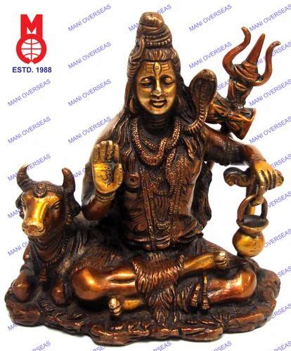 Brass Multicolor Lord Shiva Sitting W Nandi Statue At Best Price In