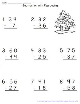 How to subtract numbers using regrouping. Winter Double-Digit Subtraction with Regrouping Worksheets ...