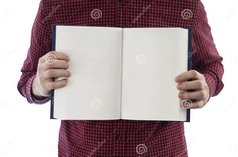 Man Holding Open Book Isolated On White Stock Image Image Of Person