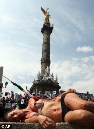 Hundreds Of Anti Bull Fighting Protestors Stage A Bloody And Naked Rally In Mexico City Daily