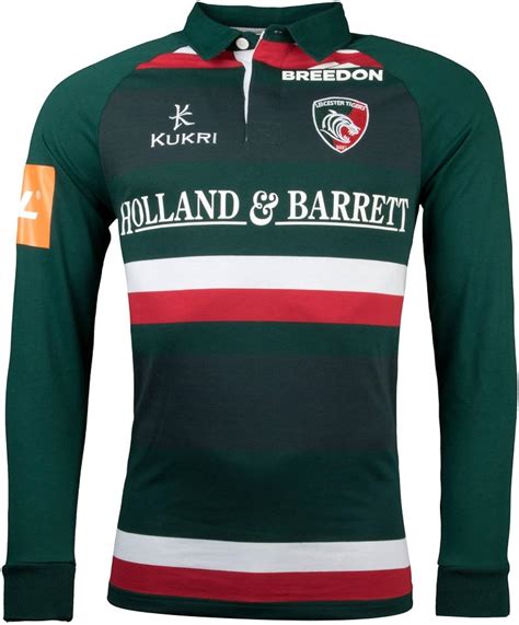 Kukri Mens Leicester Tigers 201718 Home Ls Classic Rugby Shirt Top