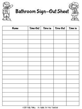 Free Bathroom Passes And Sign Out Sheet Sign Out Sheet Classroom