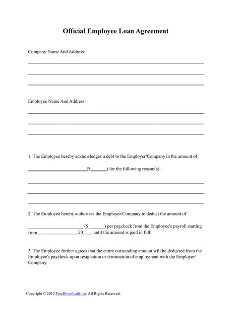 employee loan agreement template  rtf